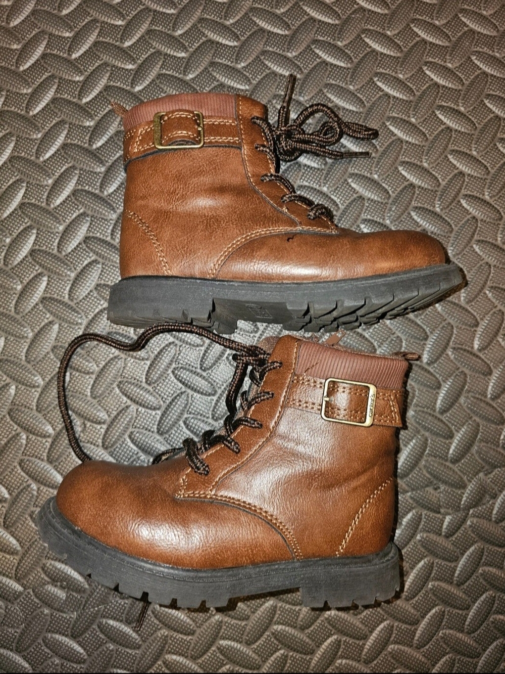 Carter's Brown Lace-Up Ankle Boots with Buckle Accent